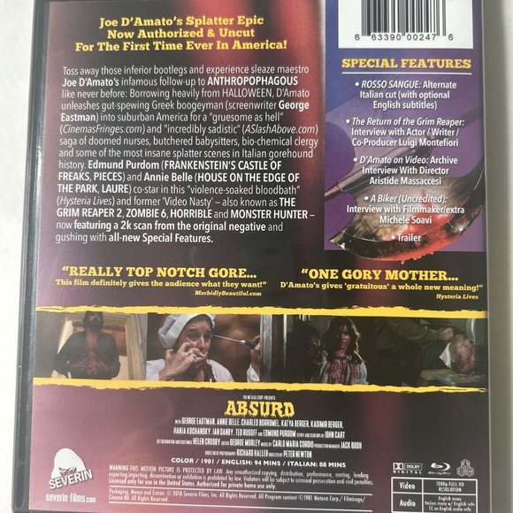 Severin Films HD Absurd Blu-ray & Soundtrack CD-Joe D'Amato-George Eastman-bonus - Picture 4 of 8